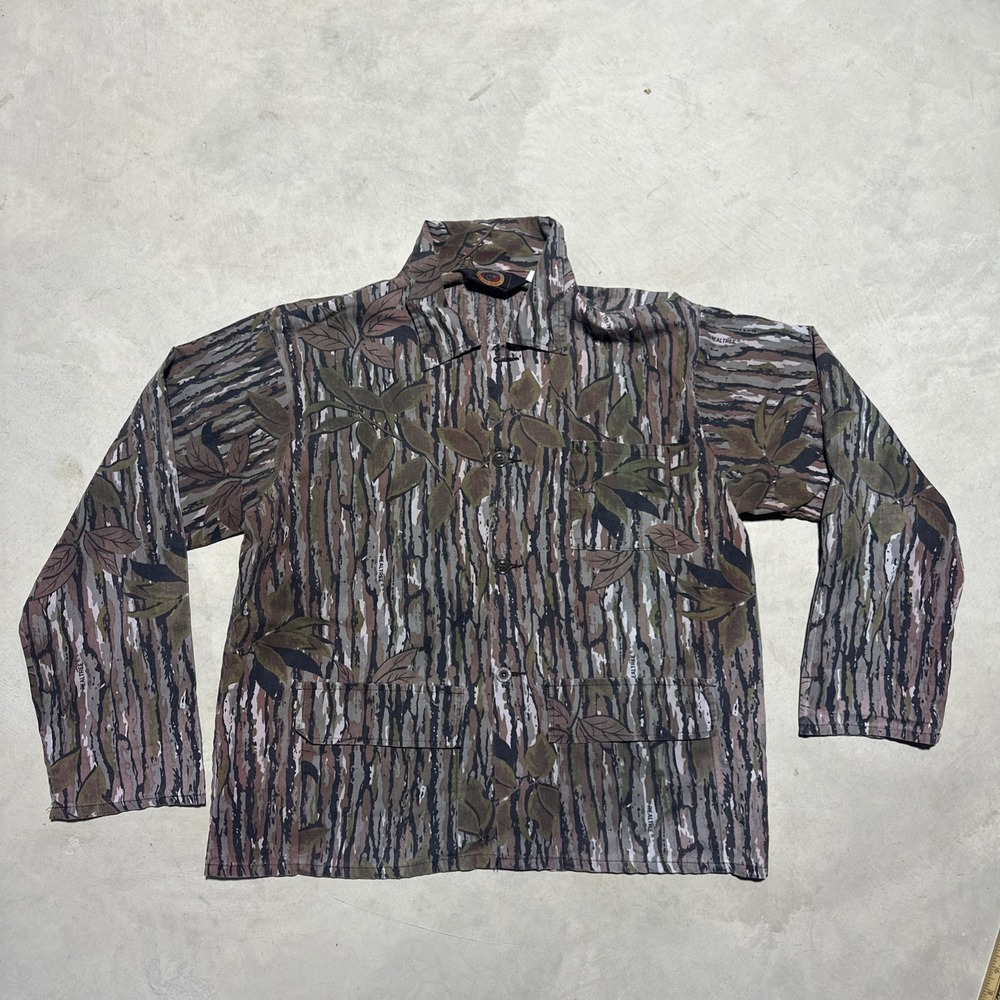 Vintage 80s Red Head Real Tree Camo Hunting Cotton Shirt SZ XL Button Up USA